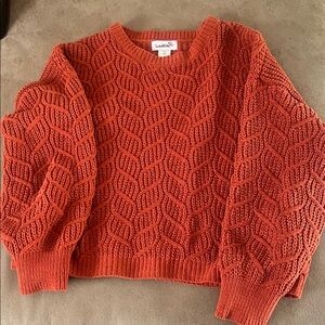 Lanvin Textured Knit Sweater in Rich Orange